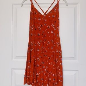 American Eagle red floral sun dress